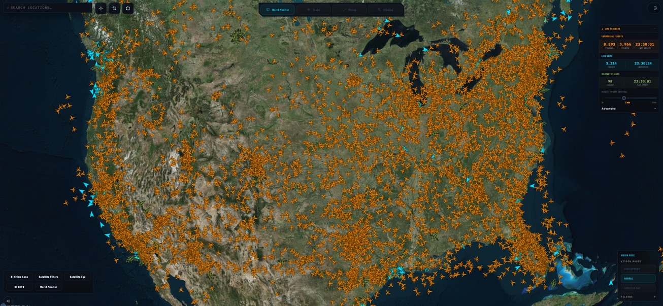 Live United States aircraft and ship operating picture